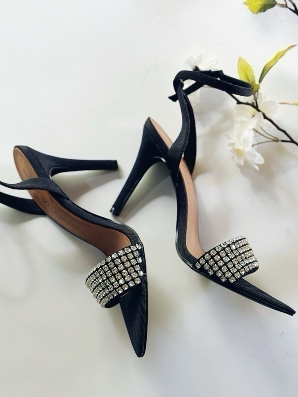 New Chinese Laundry Women’s Justine Sandal Black Rhinestones Ankle Strap - Picture 9 of 12